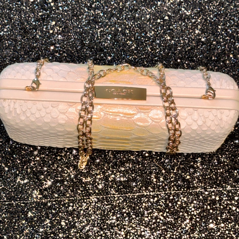 Coach Cream and Gold Textured Clutch